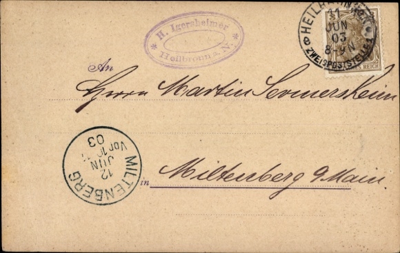 Znaczek pocztowy KP Oddział poczty w Heilbronn am Neckar, 11 czerwca 1903 r