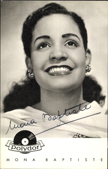 Postcard singer and actress Mona Baptiste, portrait, Polydor records