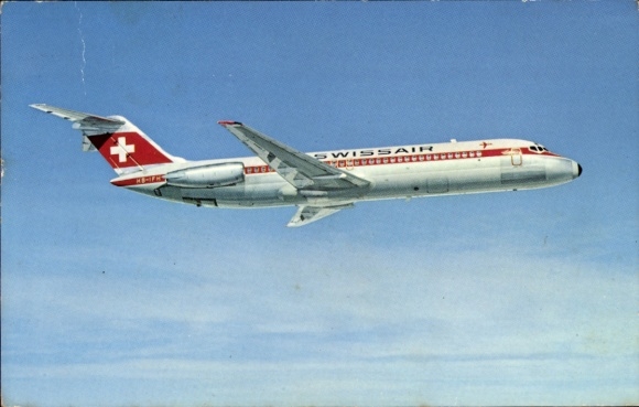 Postcard Swiss passenger aircraft of Swissair, McDonnell Douglas DC-9-32, HB-IFH