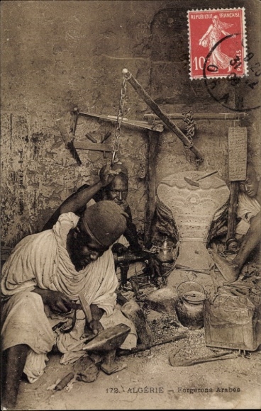 Postcard Algeria, Arab blacksmiths