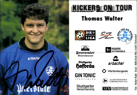 Karta autografu piłkarza Thomasa Waltera, SV Stuttgarter Kickers, autograf