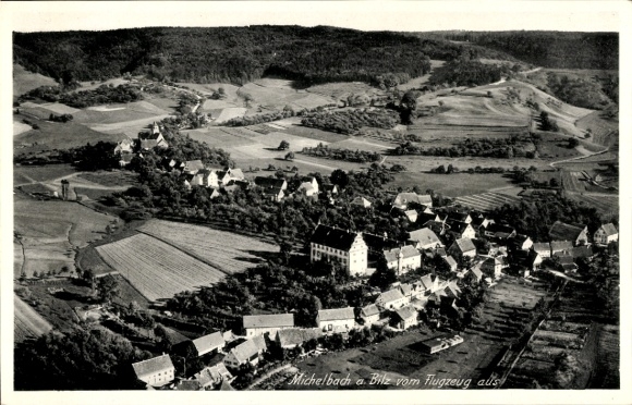 Postcard Michelbach an der Bilz Württemberg, aerial photograph