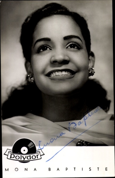 Postcard singer and actress Mona Baptiste, portrait, Polydor records