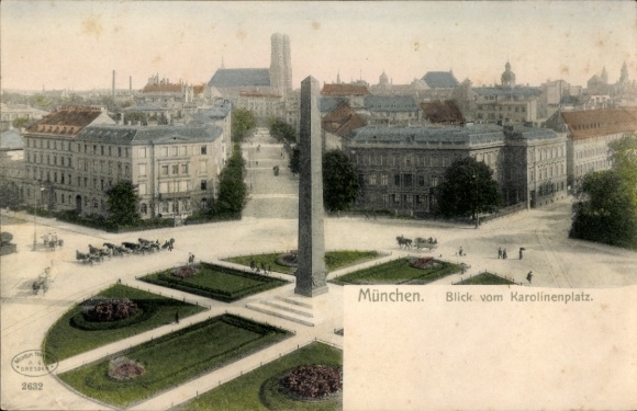 Postcard Munich, Karolinenplatz