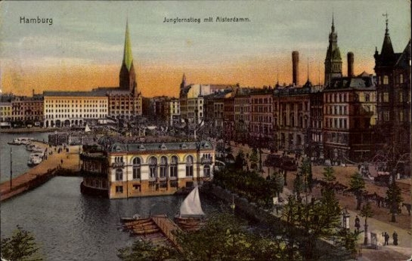 8 alte Ak Hamburg Neustadt, Jungfernstieg, diverse Ansichten
