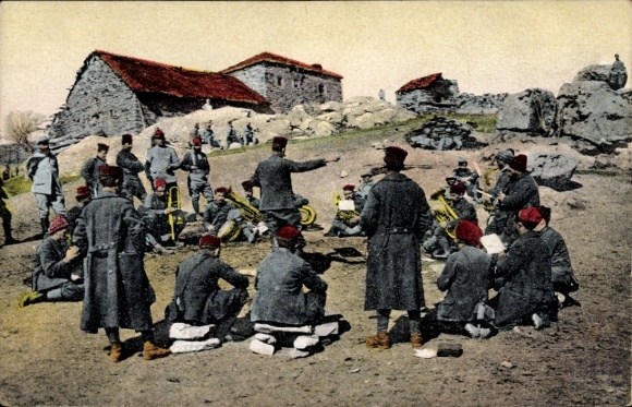 CPA Campagne Macedonienne 1917, Musique au Camp