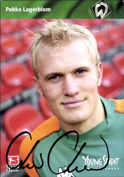 Autogrammkarte Fußballer Pekka Lagerblom, Werder Bremen, Autogramm