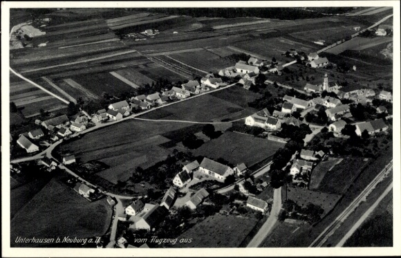 Postcard Unterhausen Oberhausen in Upper Bavaria, aerial photograph