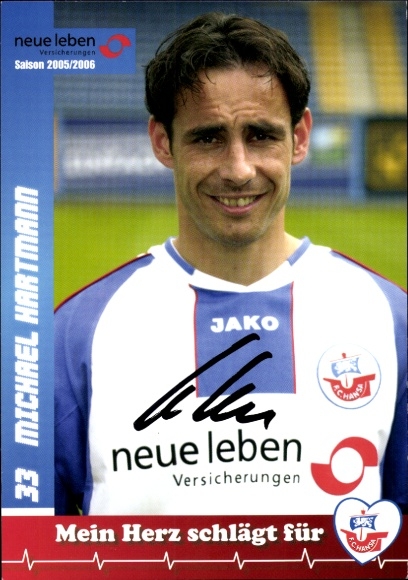 Autograph card footballer Michael Hartmann, FC Hansa Rostock, autograph