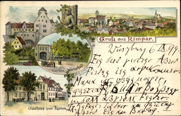 Ak Rimpar in Unterfranken, Gruss aus  Gartenwirtschaft, Gasthaus zum Hamm