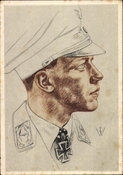 Kunstenaar ansichtkaart Willrich, majoor Wick, commodore van een jachteskader, VDA E 11, Luftwaffe II WW