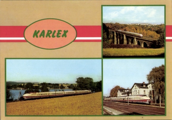 Ak Weischlitz im Vogtland, VT 175.0 als ex Karlex bij de Pirk-dam en Syratalviadukt, Zug