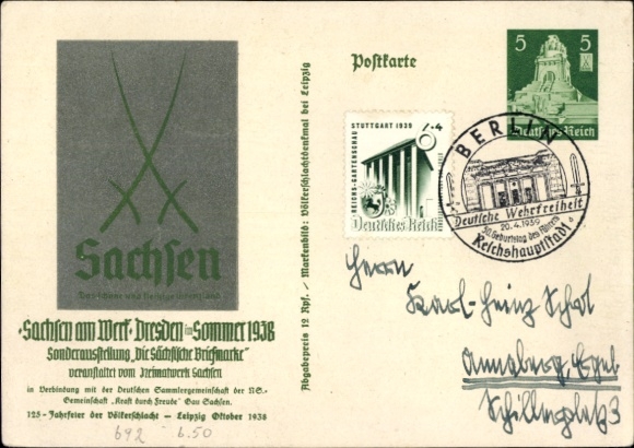 KP Drezno, Saksonia w pracy 1938, wystawa specjalna Znaczek saski, PP 9 C