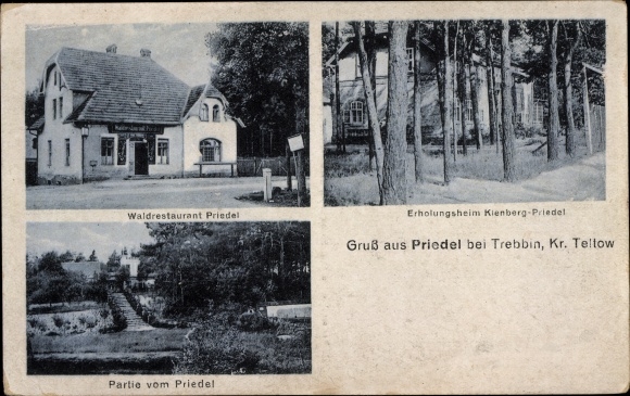 Ak Priedel Trebbin wijk Teltow, bosrestaurant, herstellingsoord Kienberg Priedel