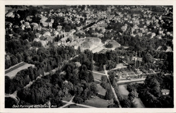 Postcard Bad Pyrmont in Lower Saxony, aerial photograph