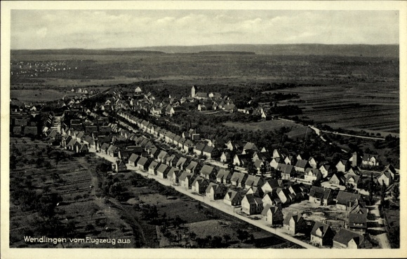 Postcard Wendlingen am Neckar Baden Württemberg, aerial view of numerous terraced houses, landscape