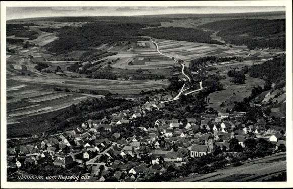 Postcard Wenkheim Werbach an der Ta, aerial photography, aerial photography