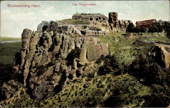 Postcard Blankenburg am Harz, Grandfather Rock, The Regenstein