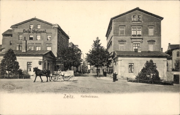 Ak Zeitz im Burgenlandkreis, Kalkstraße, Café National