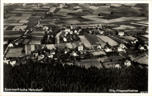 Ak Hetzdorf Flöha in Sachsen, Luftaufnahme von  Landschaft, Dörfer, Natur