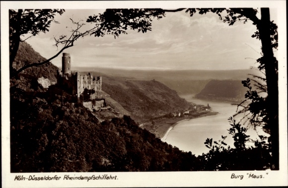 Ak St. Goarshausen am Rhein, Burg Maus