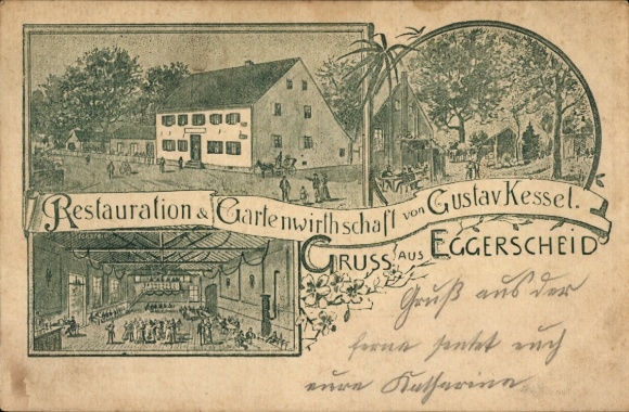 Postcard Eggerscheidt Ratingen in the Mettmann district, Restaurant Gartenwirtschaft Gustav Kessel