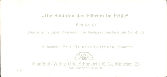 Stereo spatial image photo &quot;The soldiers of the Führer in the field&quot; No: 67, demarcation line on the San