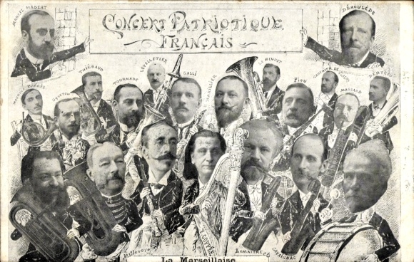 Ak Französisches Patriotisches Konzert, la Marseillaise, Cavaignac, Deroulede, Galli