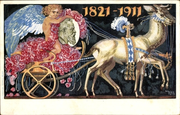 Postal stationery artist Postcard Diez, M., Prince Regent Luitpold of Bavaria, 1821 to 1911, carriage