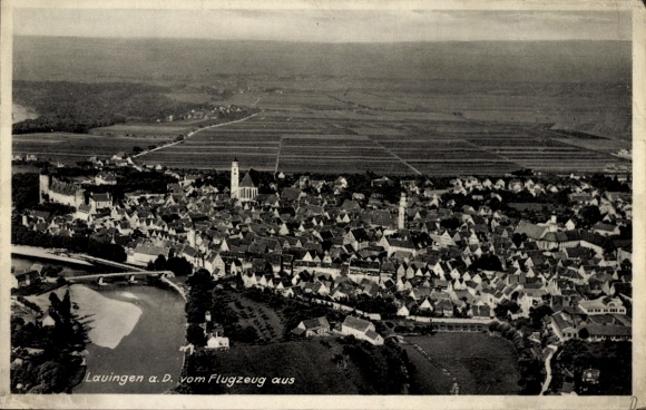 Ak Lauingen aan de Donau Schwäbische Alb, luchtfoto