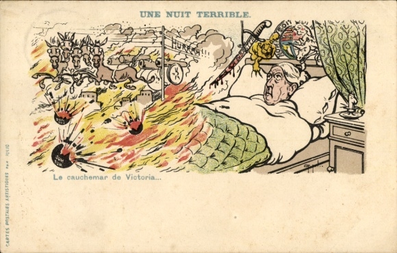 Artist Postcard The Nightmare of Victoria, Boer War, Queen Victoria, Caricature