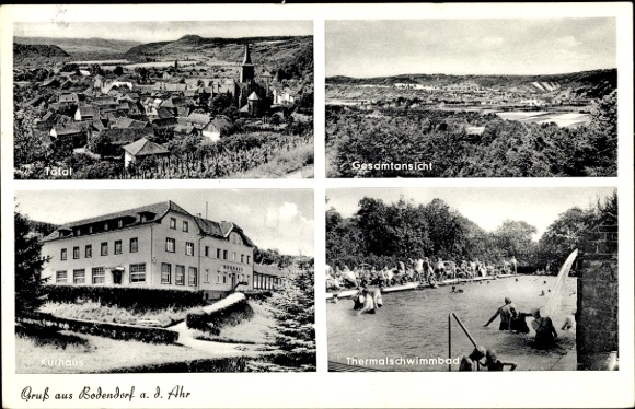 Postcard Bad Bodendorf Sinzig am Rhein, thermal swimming pool, general view, spa house