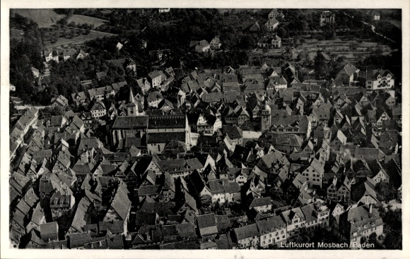 Ak Mosbach am Odenwald Baden, Fliegeraufnahme