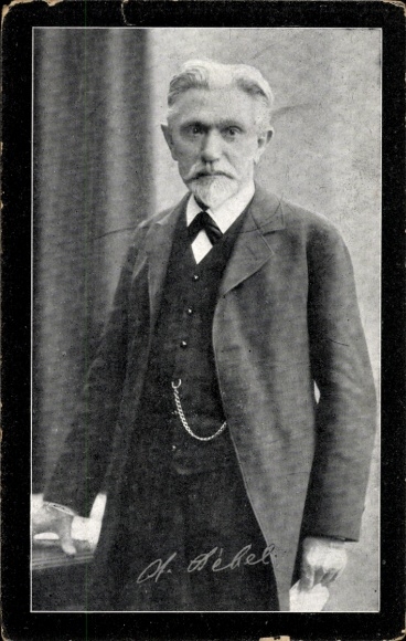 Postcard August Bebel, standing portrait