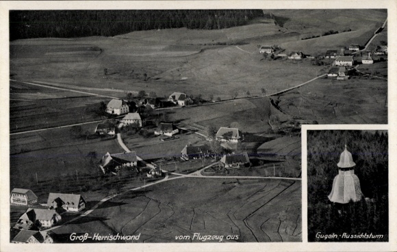 Postcard Großherrischwand Herrischried am Hotzenwald, aerial photograph, Gugeln, observation tower