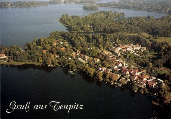 Postcard Teupitz in der Mark, aerial photograph