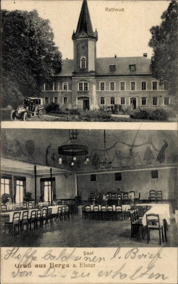 Ak Berga an der Elster Thüringen, Rathaus, Saal