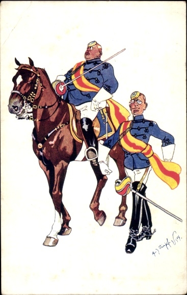 Artist Postcard Schönpflug, Fritz, Two Hussars, Sword, Horse, BKWI 842 4