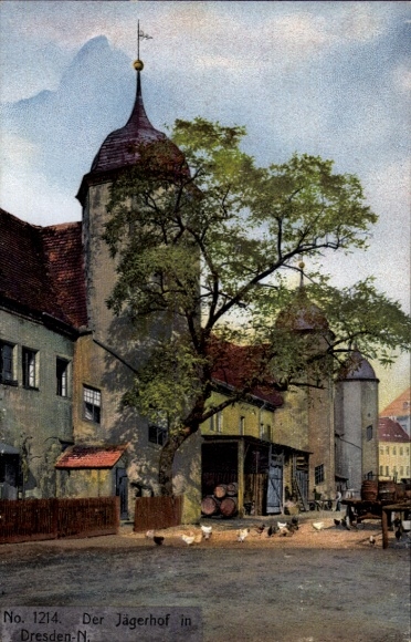 Postcard Nenke & Ostermaier No. 1214, Dresden Neustadt, The Jägerhof