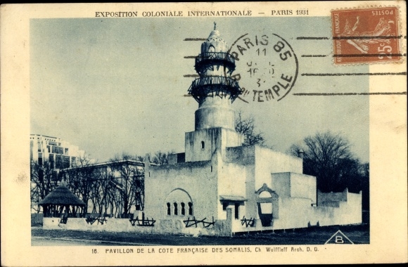 Ak Paris XII, Exposition Internationale 1931, Pavillon de la cote francaise des somalis