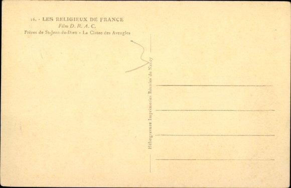 Postcard The Religious of France, DRAC Film, Brothers of St. Jean de Dieuc, Blind