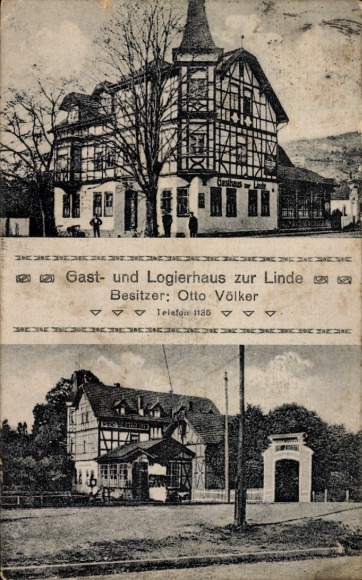 Postcard Wutha Farnroda in Thuringia, guesthouse and lodging house "zur Linde", owner Otto Völker