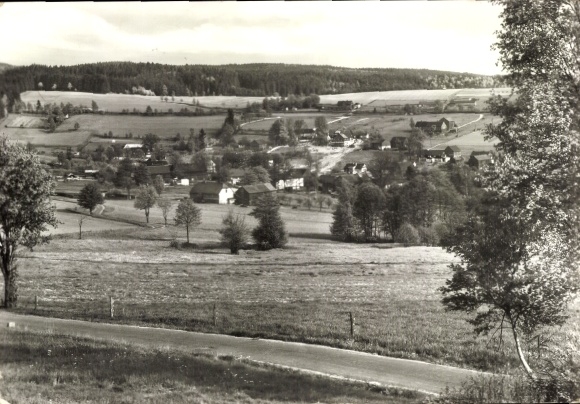 Ak Gunzen Schöneck im Vogtland, Landschaft mit Häusern, Wiesen und Wäldern, postale Ansicht
