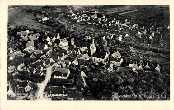 Postcard Michelbach am Wald Oehringen, aerial photograph