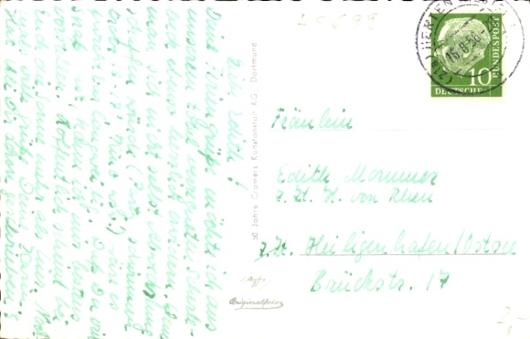 Postcard Herten in the Ruhr area, roller skating rink, Kaiserstraße, Antonius monument, high school, castle