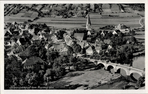 Postcard Untermünkheim am Kocher Baden Württemberg, aerial photograph