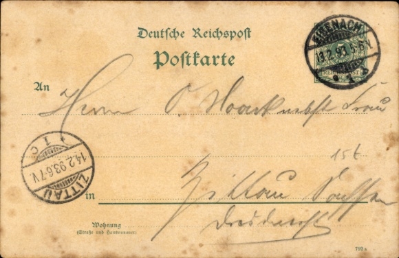 Prekursor artysty Sperling, litho Lutherstadt Eisenach w Turyngii, Wartburg, 1893