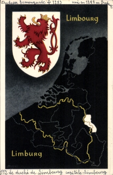 Coat of arms maps Postcard Limburg Belgium, Le Peuple Belge Album II Series 23 No. 112