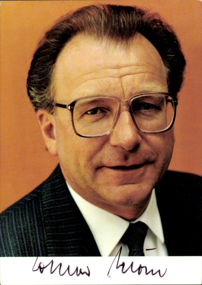 Photo portrait politician Lothar Späth, Prime Minister of Baden Württemberg, autograph