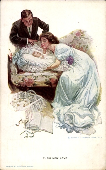 Artist Postcard Fisher, Harrison, Her New Love, Family portrait